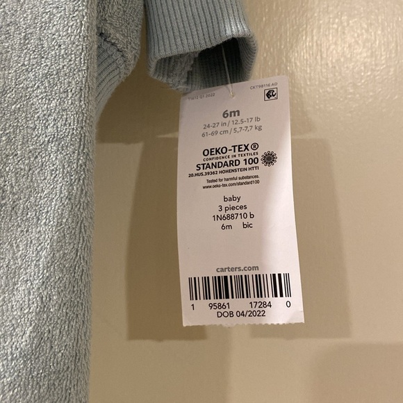 Carter’s Baby Boy 6 months Dog Terry 3 piece Set Blue NWT - Picture 3 of 4